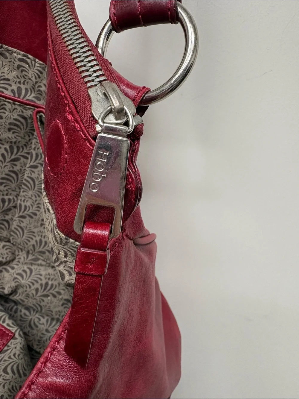 HOBO Red Leather Hobo Shoulder Bag